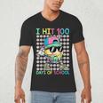 I Hit 100 Days Of School Baseball Drip 100th Day Of School Men's V-Neck T-Shirt I Hit 100 Days Of School Baseball Drip 100th Day Of School Men's V-Neck T-Shirt