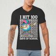 I Hit 100 Days Of School Baseball Ice Cream Drip Boys Girls Men's V-Neck T-Shirt