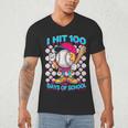I Hit 100 Days Of School Baseball Ice Cream Drip Men's V-Neck T-Shirt I Hit 100 Days Of School Baseball Ice Cream Drip Men's V-Neck T-Shirt