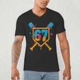 HUGvyn 67 Baseball Ice Cream Drip Six Seven Genz Alpha Slang Men's V-Neck T-Shirt