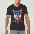 HUGvyn 7th Birthday Baseball Ice Cream Drip Number 7 Kid Boy Men's V-Neck T-Shirt HUGvyn 7th Birthday Baseball Ice Cream Drip Number 7 Kid Boy Men's V-Neck T-Shirt