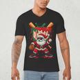 HUGvyn Santa Playing Baseball Ice Cream Drip Christmas Boys Men's V-Neck T-Shirt HUGvyn Santa Playing Baseball Ice Cream Drip Christmas Boys Men's V-Neck T-Shirt