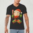 Ice Cream Drip Baseball Christmas Baseball Drip Candy Cane Men's V-Neck T-Shirt Ice Cream Drip Baseball Christmas Baseball Drip Candy Cane Men's V-Neck T-Shirt