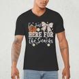 I'm Just Here For The Snacks Baseball Coquette Game Day Girl Men's V-Neck T-Shirt