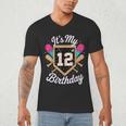 It's My 12th Birthday Baseball Fan Celebration Men's V-Neck T-Shirt