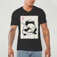 Japanese Grumpy Frog Baseball Player Baseball Men's V-Neck T-Shirt Japanese Grumpy Frog Baseball Player Baseball Men's V-Neck T-Shirt