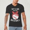 Just A Girl Who Loves Baseball Cute Retro Baseball Lover Men's V-Neck T-Shirt
