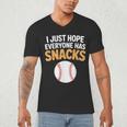 I Just Hope Everyone Has Snacks Baseball Game Day Fan Men's V-Neck T-Shirt