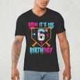 Kids Baseball Drip Bruh It's My 6th Birthday Boy Ice Cream Drip Men's V-Neck T-Shirt Kids Baseball Drip Bruh It's My 6th Birthday Boy Ice Cream Drip Men's V-Neck T-Shirt