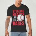Kids Stealing Hearts Like I Steal Bases Cute Baseball Boys Men's V-Neck T-Shirt Kids Stealing Hearts Like I Steal Bases Cute Baseball Boys Men's V-Neck T-Shirt