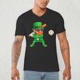 Leprechaun Playing Baseball St Patricks Day Sport Boys Men's V-Neck T-Shirt Leprechaun Playing Baseball St Patricks Day Sport Boys Men's V-Neck T-Shirt