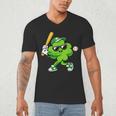 Lucky Shamrock Playing Baseball St Patrick's Kids Boys Men's V-Neck T-Shirt Lucky Shamrock Playing Baseball St Patrick's Kids Boys Men's V-Neck T-Shirt