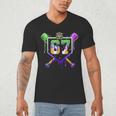 Mardi Gras Baseball Carnival Party Ice Cream Drip Boys Men's V-Neck T-Shirt Mardi Gras Baseball Carnival Party Ice Cream Drip Boys Men's V-Neck T-Shirt