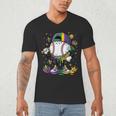 Mardi Gras Ice Cream Drip Baseball Carnival Party Mask Boys Men's V-Neck T-Shirt Mardi Gras Ice Cream Drip Baseball Carnival Party Mask Boys Men's V-Neck T-Shirt