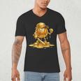 Melting Baseball Mascot Slugger Bat Cap Cartoon Men's V-Neck T-Shirt Melting Baseball Mascot Slugger Bat Cap Cartoon Men's V-Neck T-Shirt