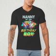 Nanny Of The Birthday Boy Baseball Football Colorful Men's V-Neck T-Shirt