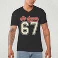 Number 67 Meme Six Seven Baseball Style Kids Boy Teen Men's V-Neck T-Shirt Number 67 Meme Six Seven Baseball Style Kids Boy Teen Men's V-Neck T-Shirt