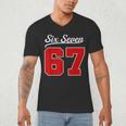 Number 67 Numbered Six Seven Baseball Jersey Style Team 67 Men's V-Neck T-Shirt Number 67 Numbered Six Seven Baseball Jersey Style Team 67 Men's V-Neck T-Shirt