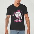 Pink Ribbon Baseball Breast Cancer Awareness Men's V-Neck T-Shirt Pink Ribbon Baseball Breast Cancer Awareness Men's V-Neck T-Shirt