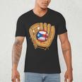Puerto Rican Flag Baseball Player Boricua Pride Beisbol PR Men's V-Neck T-Shirt Puerto Rican Flag Baseball Player Boricua Pride Beisbol PR Men's V-Neck T-Shirt