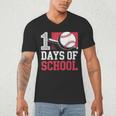 Retro 100 Days Of School Baseball Teacher Student 100 Days Men's V-Neck T-Shirt Retro 100 Days Of School Baseball Teacher Student 100 Days Men's V-Neck T-Shirt