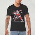 Santa Playing Baseball Christmas Candy Cane Fun Xmas Holiday Men's V-Neck T-Shirt Santa Playing Baseball Christmas Candy Cane Fun Xmas Holiday Men's V-Neck T-Shirt