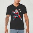 Santa Playing Baseball Men Boys Christmas Baseball Player Men's V-Neck T-Shirt Santa Playing Baseball Men Boys Christmas Baseball Player Men's V-Neck T-Shirt