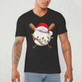 Santa Sports For Men Boys Christmas Baseball Player Men's V-Neck T-Shirt Santa Sports For Men Boys Christmas Baseball Player Men's V-Neck T-Shirt