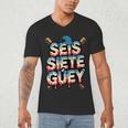 SEIS Siete Guey Baseball Drip Mexico Spanish 67 Slang Boys Men's V-Neck T-Shirt SEIS Siete Guey Baseball Drip Mexico Spanish 67 Slang Boys Men's V-Neck T-Shirt