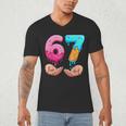 Six Seven 6-7 Baseball Ice Cream Drip 67 Meme Hands Men's V-Neck T-Shirt Six Seven 6-7 Baseball Ice Cream Drip 67 Meme Hands Men's V-Neck T-Shirt