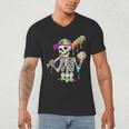 Skeleton Baseball Drip Boys Ice Cream Drip Youth Baseball Men's V-Neck T-Shirt Skeleton Baseball Drip Boys Ice Cream Drip Youth Baseball Men's V-Neck T-Shirt
