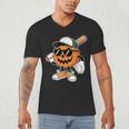 Spooky Jack O Lantern Baseball Halloween Costumes Boys Men's V-Neck T-Shirt Spooky Jack O Lantern Baseball Halloween Costumes Boys Men's V-Neck T-Shirt