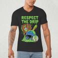 Spooky Zombie Respect The Drip Baseball Halloween Men's V-Neck T-Shirt