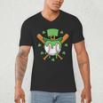 St Patricks Day Baseball Drip Ice Cream Baseball Home Plate Men's V-Neck T-Shirt St Patricks Day Baseball Drip Ice Cream Baseball Home Plate Men's V-Neck T-Shirt