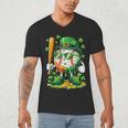 St Patricks Day Baseball Ice Cream Baseball Player Cartoon Men's V-Neck T-Shirt St Patricks Day Baseball Ice Cream Baseball Player Cartoon Men's V-Neck T-Shirt