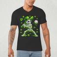 St Patricks Day Baseball Skeleton Irish Leprechaun Hat Boys Men's V-Neck T-Shirt