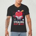Stealing Hearts And Bases Baseball Player Valentine's Day Men's V-Neck T-Shirt Stealing Hearts And Bases Baseball Player Valentine's Day Men's V-Neck T-Shirt