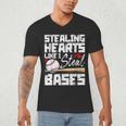 Stealing Hearts Like I Steal Bases Baseball Valentines Men's V-Neck T-Shirt Stealing Hearts Like I Steal Bases Baseball Valentines Men's V-Neck T-Shirt