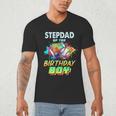 Stepdad Of The Birthday Boy Baseball Football Colorful Men's V-Neck T-Shirt Stepdad Of The Birthday Boy Baseball Football Colorful Men's V-Neck T-Shirt