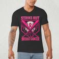 Strike Out Breast Cancer Baseball Ice Cream Drip Men's V-Neck T-Shirt Strike Out Breast Cancer Baseball Ice Cream Drip Men's V-Neck T-Shirt