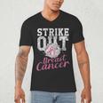 Strike Out Breast Cancer Baseball Warrior Men's V-Neck T-Shirt Strike Out Breast Cancer Baseball Warrior Men's V-Neck T-Shirt