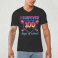 I Survived 100 Days Of School Baseball 100th Day Kids Girls Men's V-Neck T-Shirt I Survived 100 Days Of School Baseball 100th Day Kids Girls Men's V-Neck T-Shirt