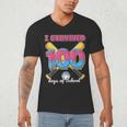 I Survived 100 Days Of School Baseball Cream Drip Boys Men's V-Neck T-Shirt