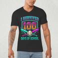 I Survived 100 Days Of School Baseball Drip Men's V-Neck T-Shirt I Survived 100 Days Of School Baseball Drip Men's V-Neck T-Shirt