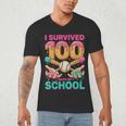 I Survived 100 Days Of School Baseball Ice Cream Drip Men's V-Neck T-Shirt I Survived 100 Days Of School Baseball Ice Cream Drip Men's V-Neck T-Shirt