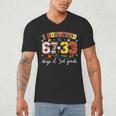 I Survived 6733 Days Of 3rd Grade Baseball Football 100 Day Men's V-Neck T-Shirt I Survived 6733 Days Of 3rd Grade Baseball Football 100 Day Men's V-Neck T-Shirt