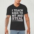 I Teach Kids To Hit And Steal Baseball Coach Sport Lover Men Men's V-Neck T-Shirt