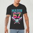 Trendy Mason 67 Mem Ice Cream Drip Baseball Birthday Costume Men's V-Neck T-Shirt