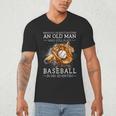 Never Underestimate An Old Man Who Still Plays Baseball Men's V-Neck T-Shirt