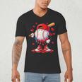 Valentine Baseball Heart Drip Sport Love Valentines Day Boys Men's V-Neck T-Shirt Valentine Baseball Heart Drip Sport Love Valentines Day Boys Men's V-Neck T-Shirt